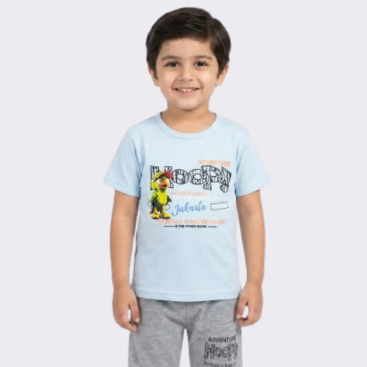 Boys' "Adventure Jakarta" Graphic Tee & Shorts Set – Soft Cotton Summer Wear