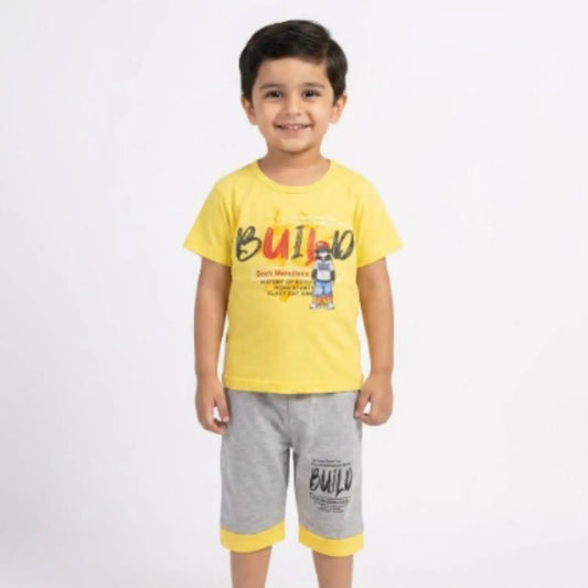 Kids' "BUILD" Graphic T-Shirt & Shorts Set – Casual Summer Comfort