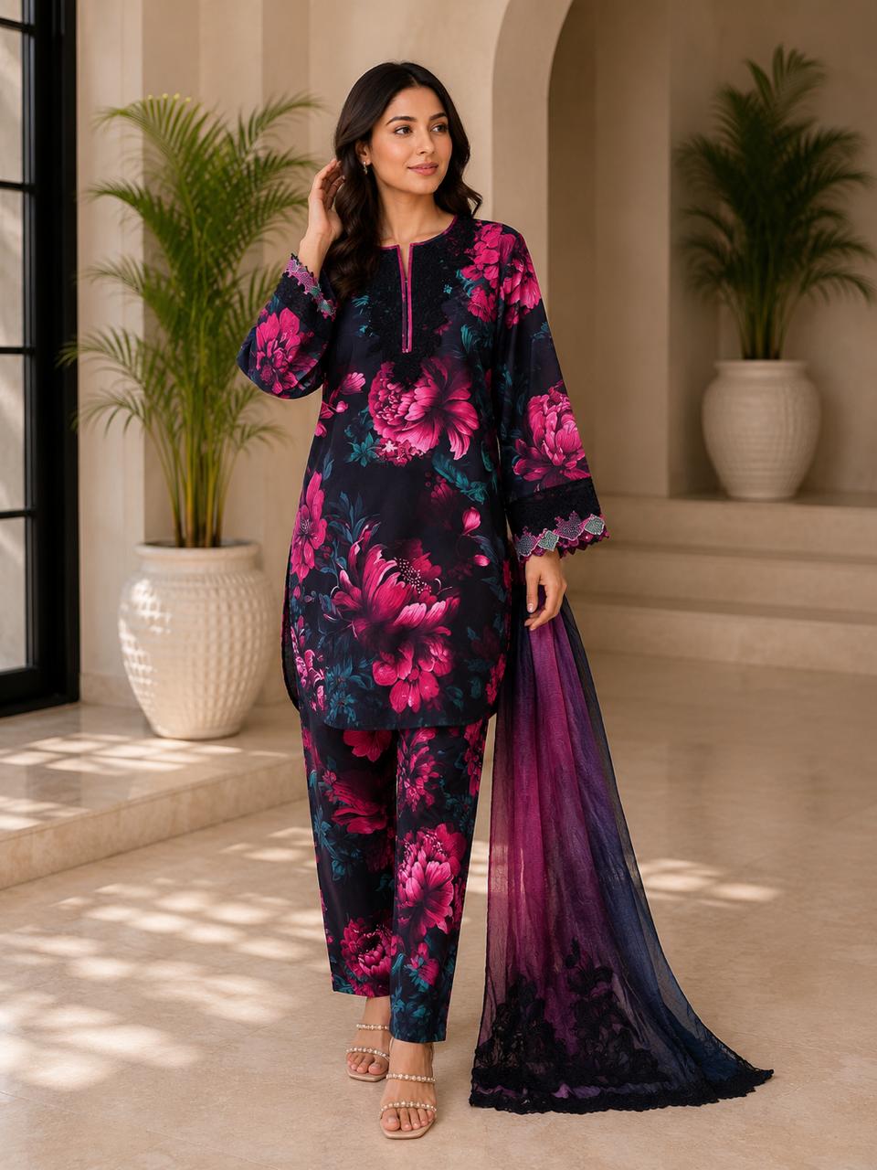 Rabishoo Libas Midnight Bloom  Flooral Collection