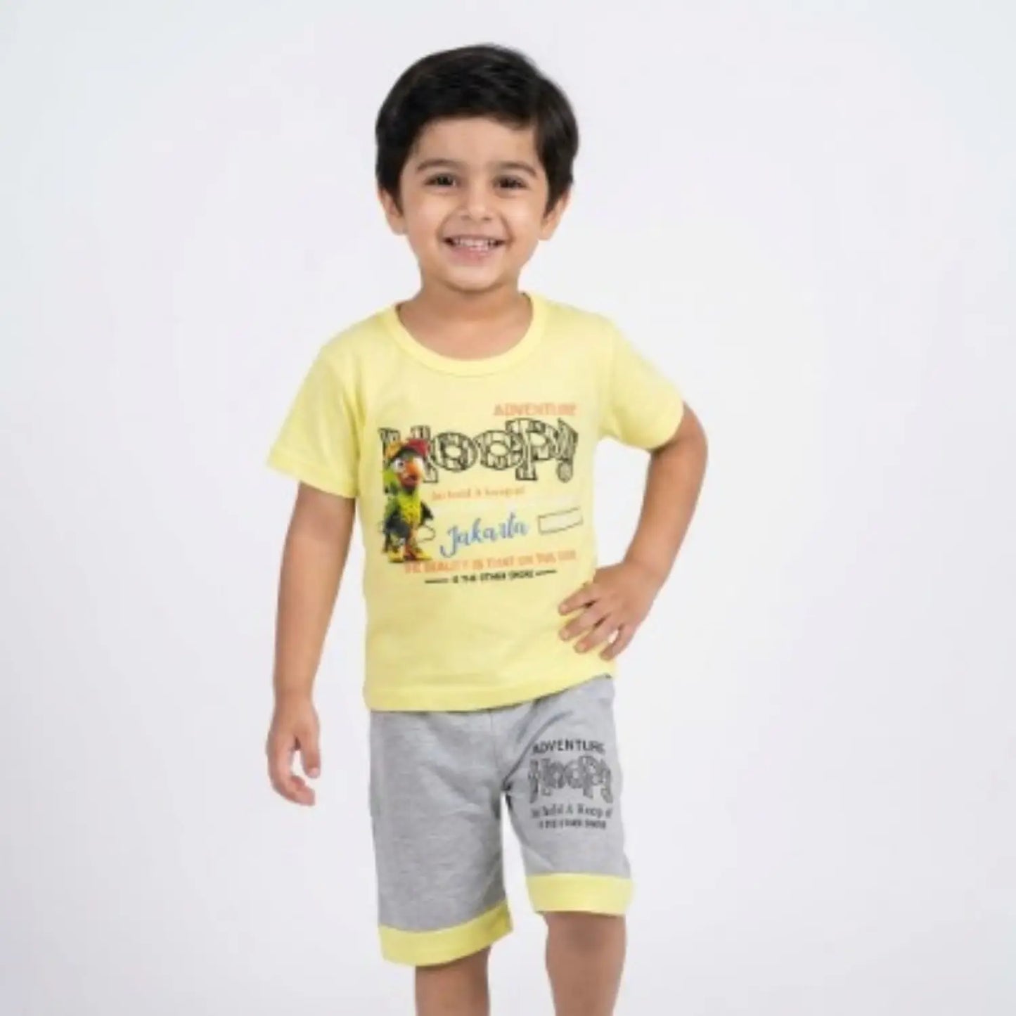 Boys' "Adventure Jakarta" Graphic Tee & Shorts Set – Soft Cotton Summer Wear