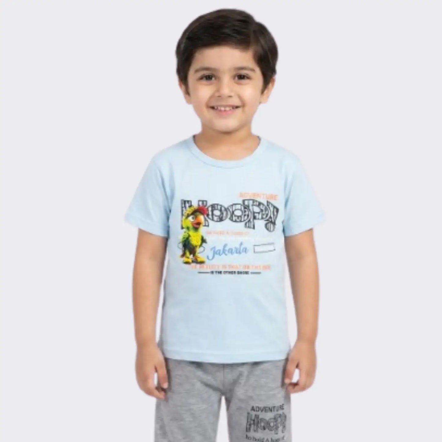 Boys' "Adventure Jakarta" Graphic Tee & Shorts Set – Soft Cotton Summer Wear