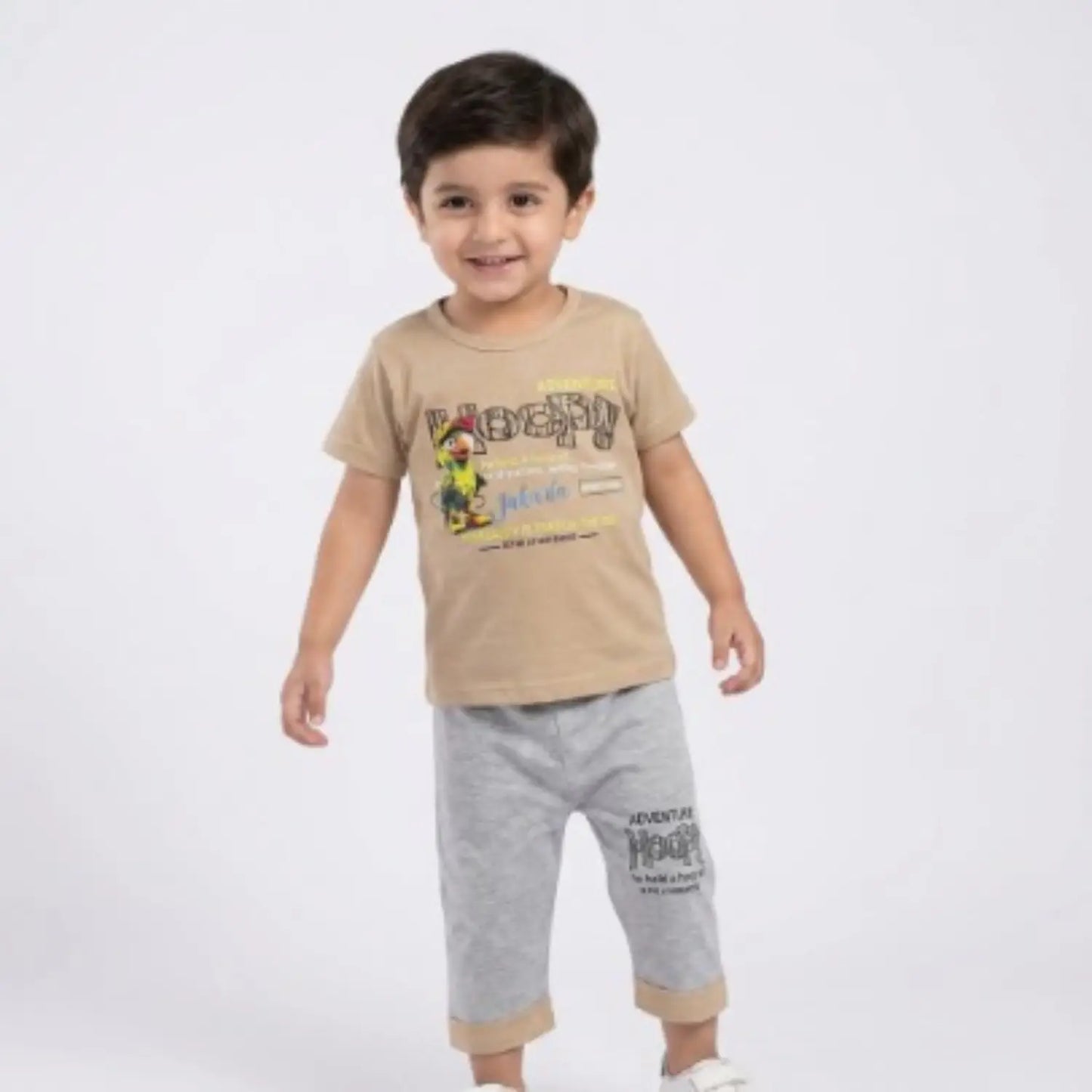 Boys' "Adventure Jakarta" Graphic Tee & Shorts Set – Soft Cotton Summer Wear