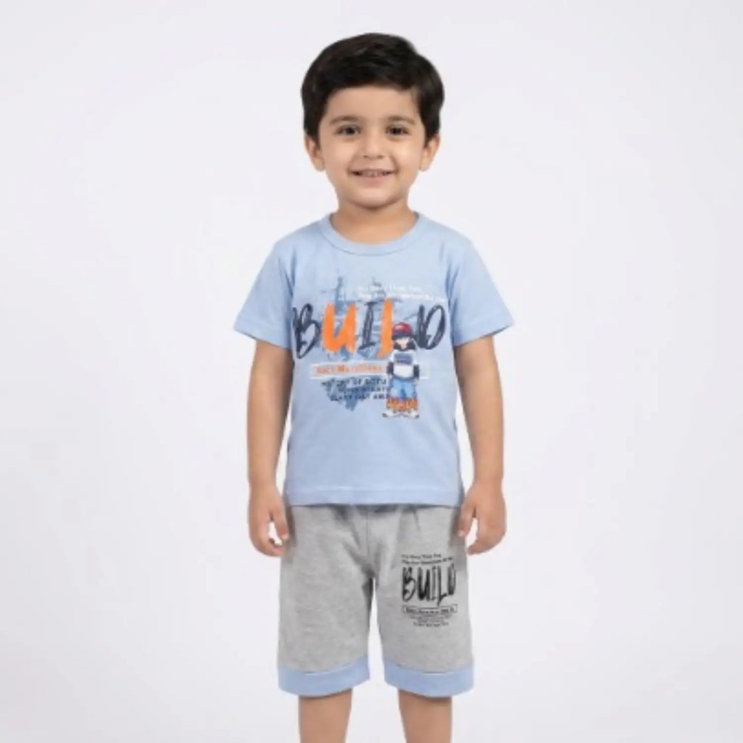 Kids' "BUILD" Graphic T-Shirt & Shorts Set – Casual Summer Comfort