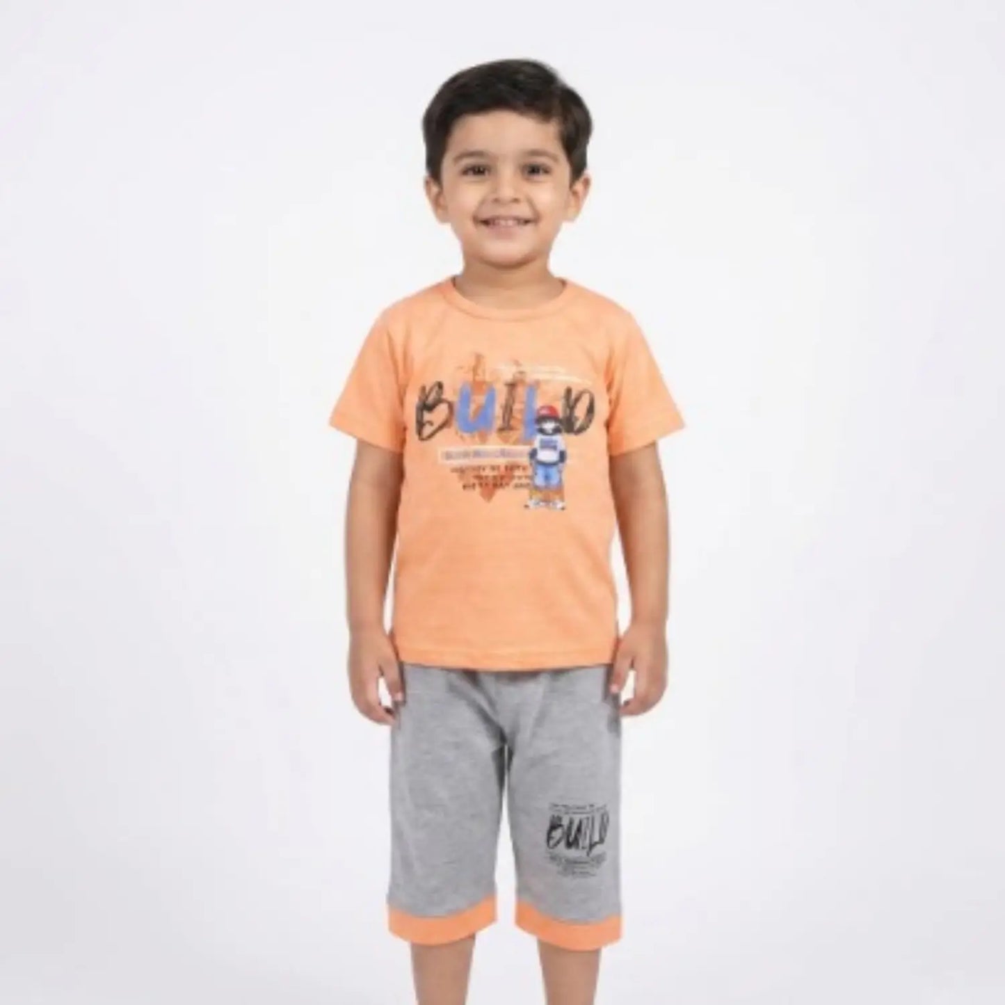 Kids' "BUILD" Graphic T-Shirt & Shorts Set – Casual Summer Comfort