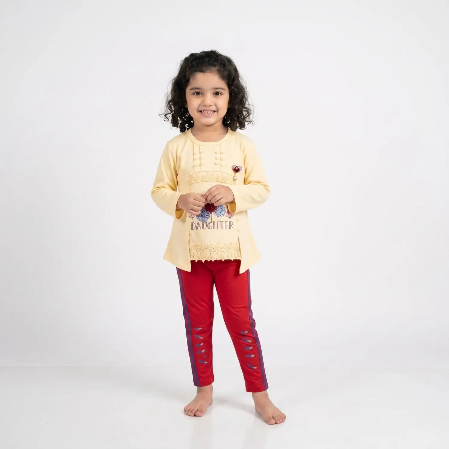 Girls' "Sweet Daughter" Tunic & Tights Set – Elegant Casual 2-Piece