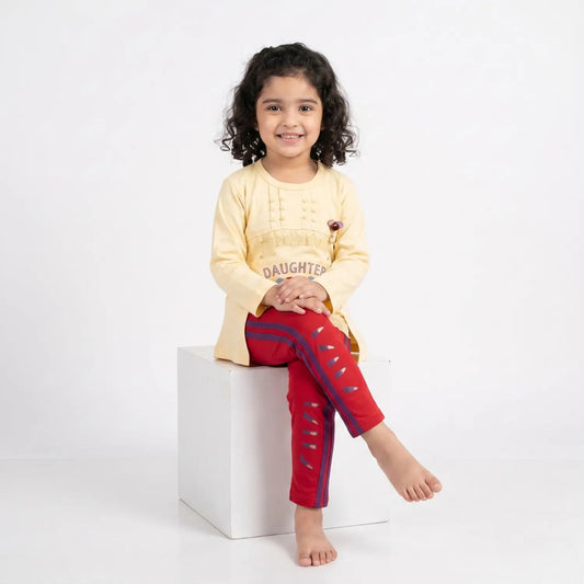 Girls' "Sweet Daughter" Tunic & Tights Set – Elegant Casual 2-Piece