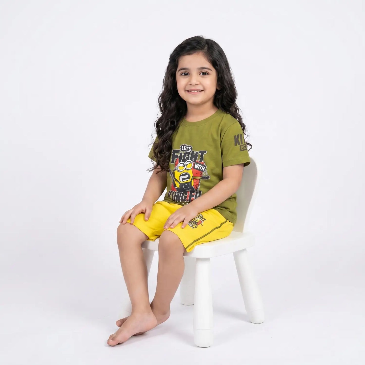 Kids' "Kung Fu Minion" Graphic T-Shirt & Shorts Set – Fun & Active Summer Wear