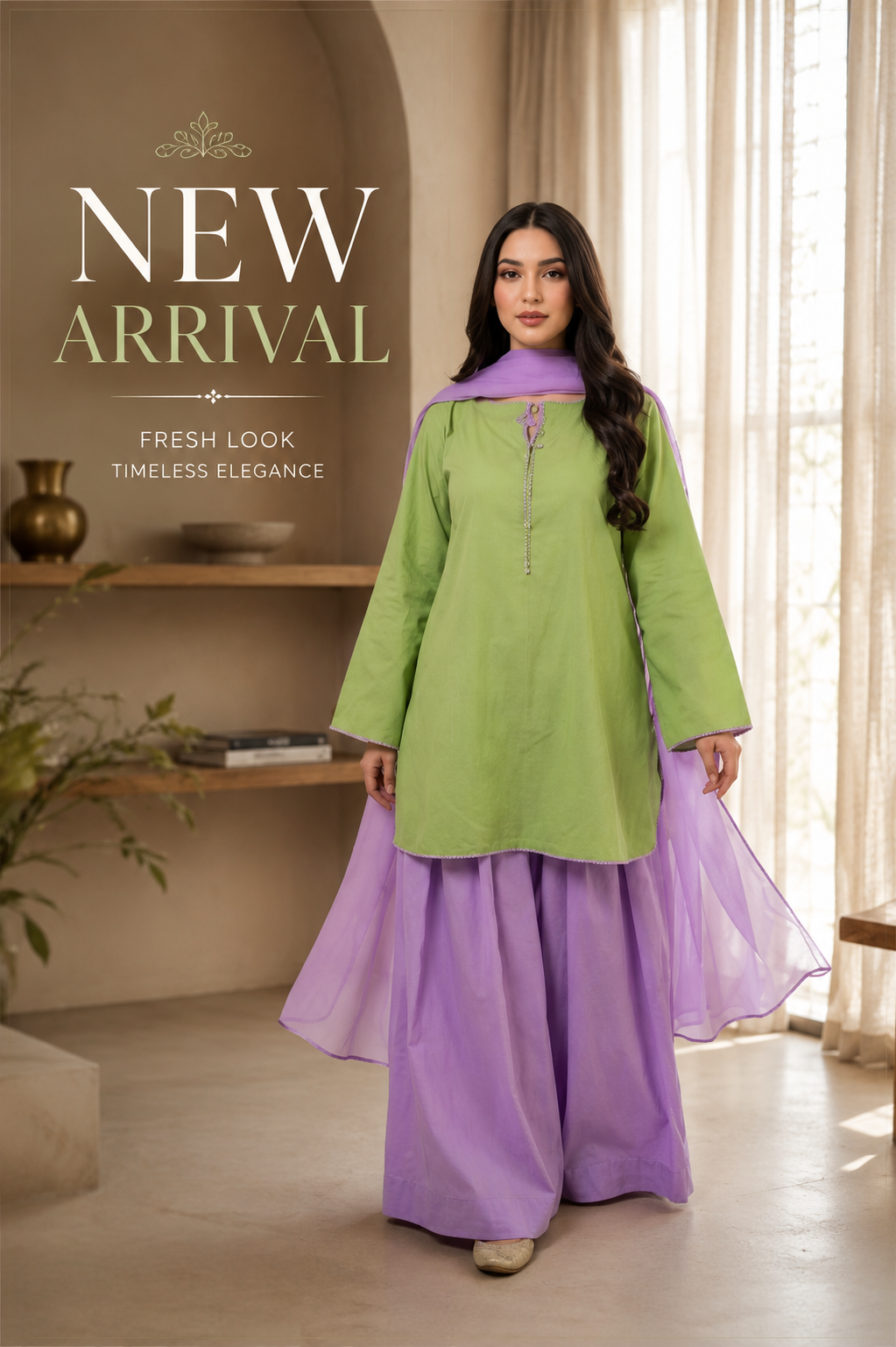 Lime Green Contrast 2 Piece Suit for Women