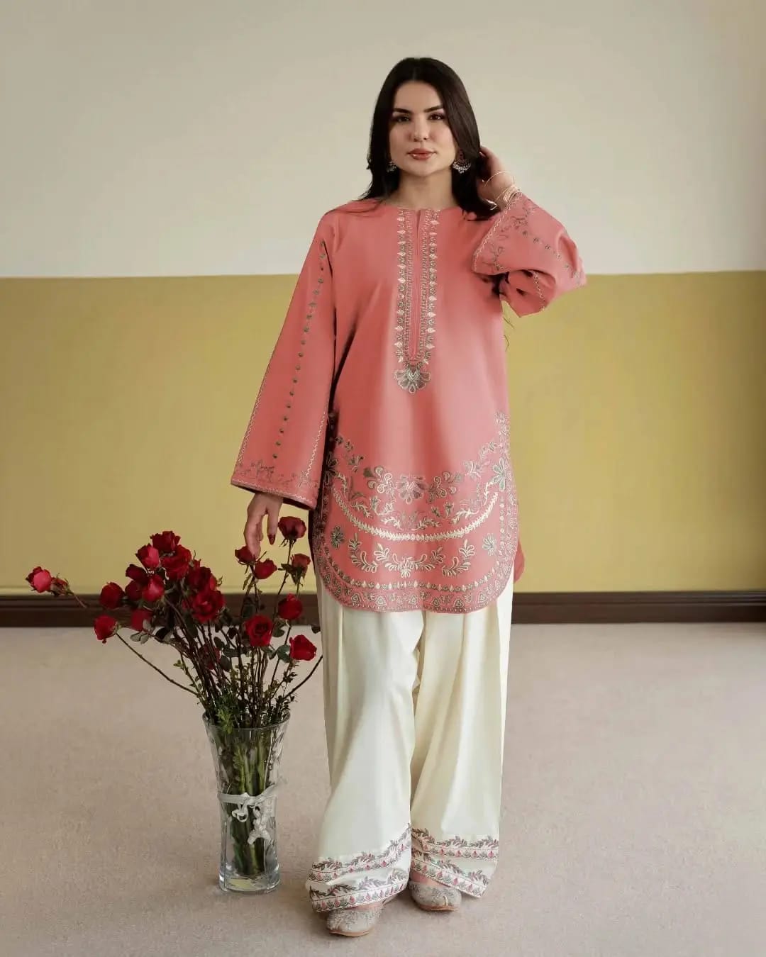 Peach Embroidered 2-Piece Suit for Girls – Elegant Pakistani Dress