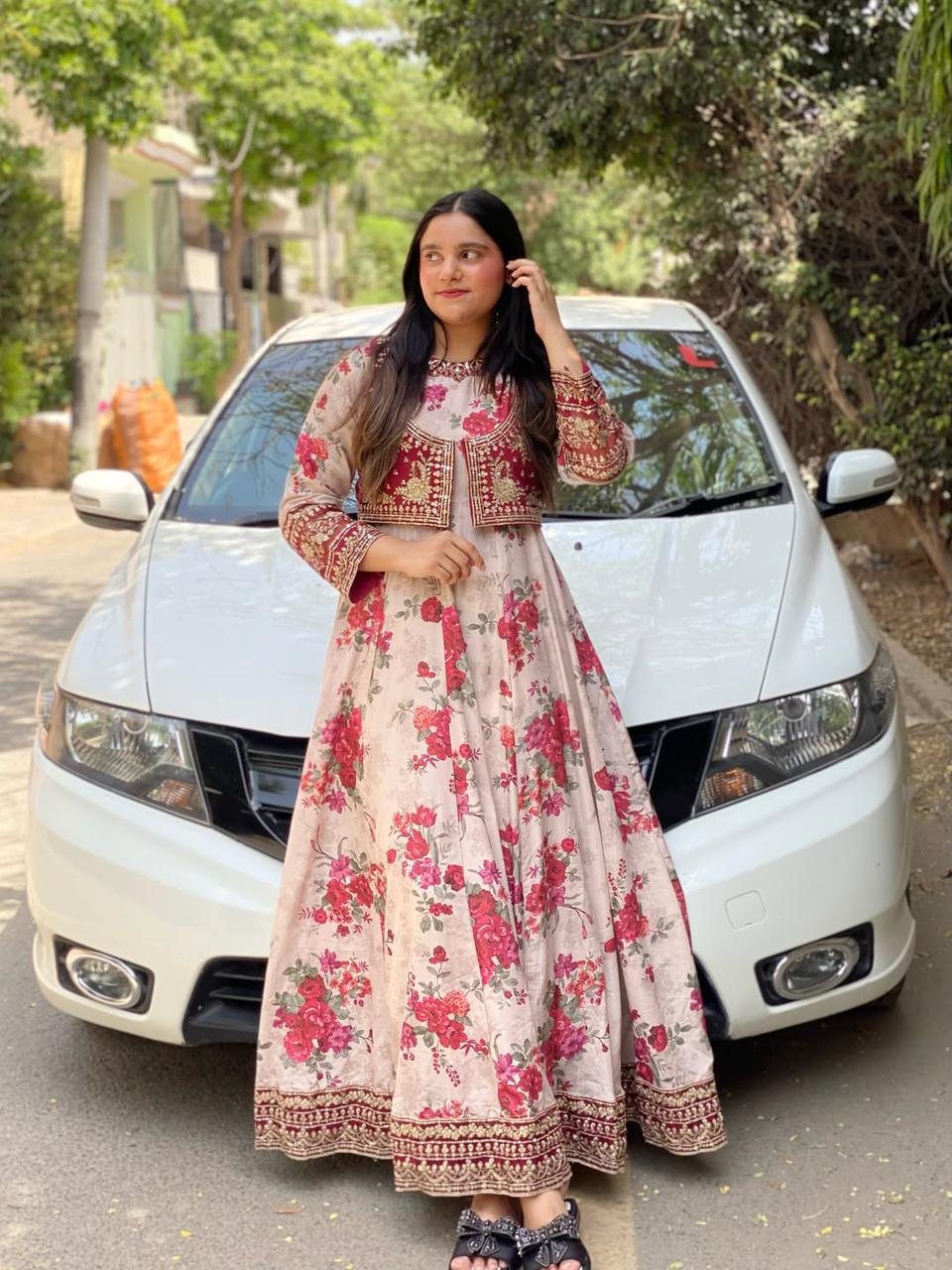 Rabishoo Libas Floral Printed Long Maxi Dress