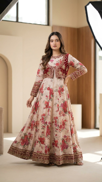 Rabishoo Libas Floral Printed Long Maxi Dress